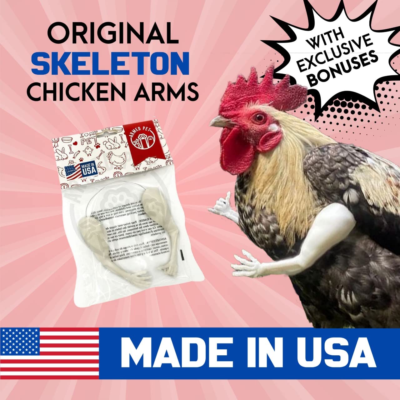 ArmedPet Skeleton Chicken Arms Photo Props Halloween Prank Gift Funny Toys Made in Texas USA for Chicken to wear 3D Printed Novelty gift - GoodBuy.ai