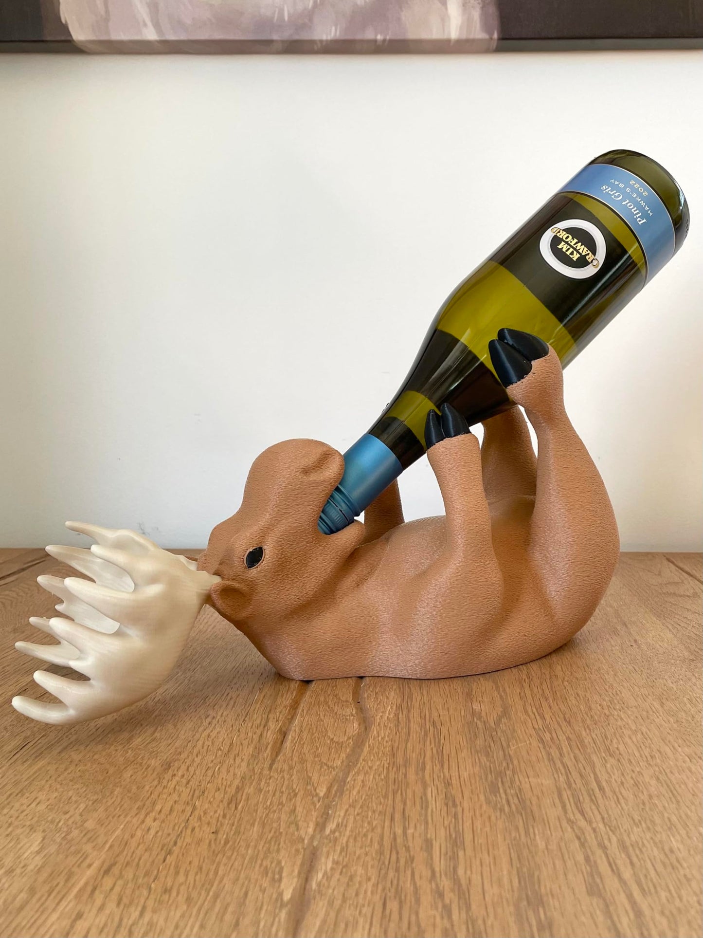 GoodBuy.ai's Tipsy Moose Wine Cradle 3D Printed Moose Wine Bottle Holder - Quirky Home Decor - GoodBuy.ai