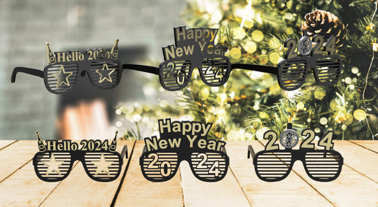 2024 Plastic Glasses Happy New Year's Eve Glasses Party Photo Prop Supplies TikTok & Instagram Viral
