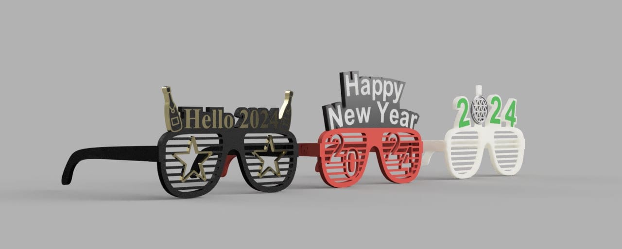 2024 Plastic Glasses Happy New Year's Eve Glasses Party Photo Prop Supplies TikTok & Instagram Viral