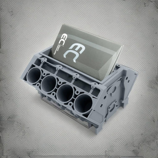 Revved-Up Organizer: 3D Printed Engine Block Business Card Holder - Your Desk's Powerhouse - GoodBuy.ai