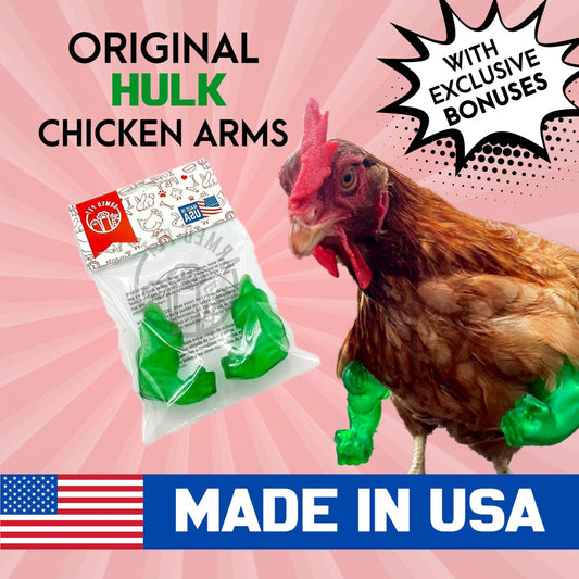 Hulk Chicken Arms Made in Texas Meme Avengers Original Chicken Gift Chicken Arms for Chicken to wear Arms for Birds Black Friday - GoodBuy.ai