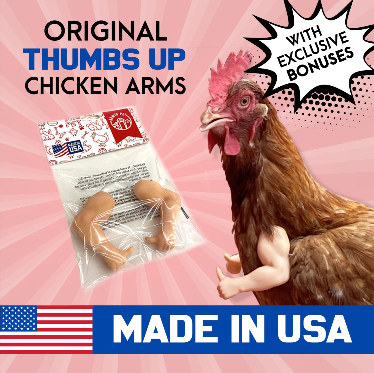 Thumbs Up Chicken Arms Made in Texas USA Meme Positive Alright Chicken - GoodBuy.ai
