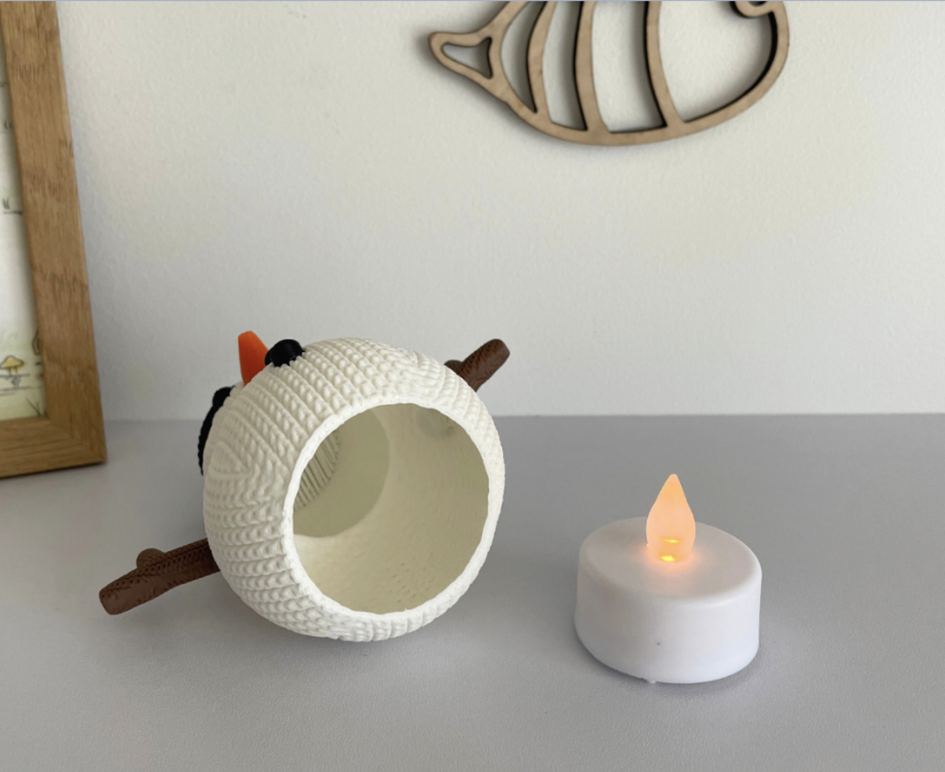 3D Printed Knitted Snowman Candle Figurine - Festive Christmas Ornament - GoodBuy.ai