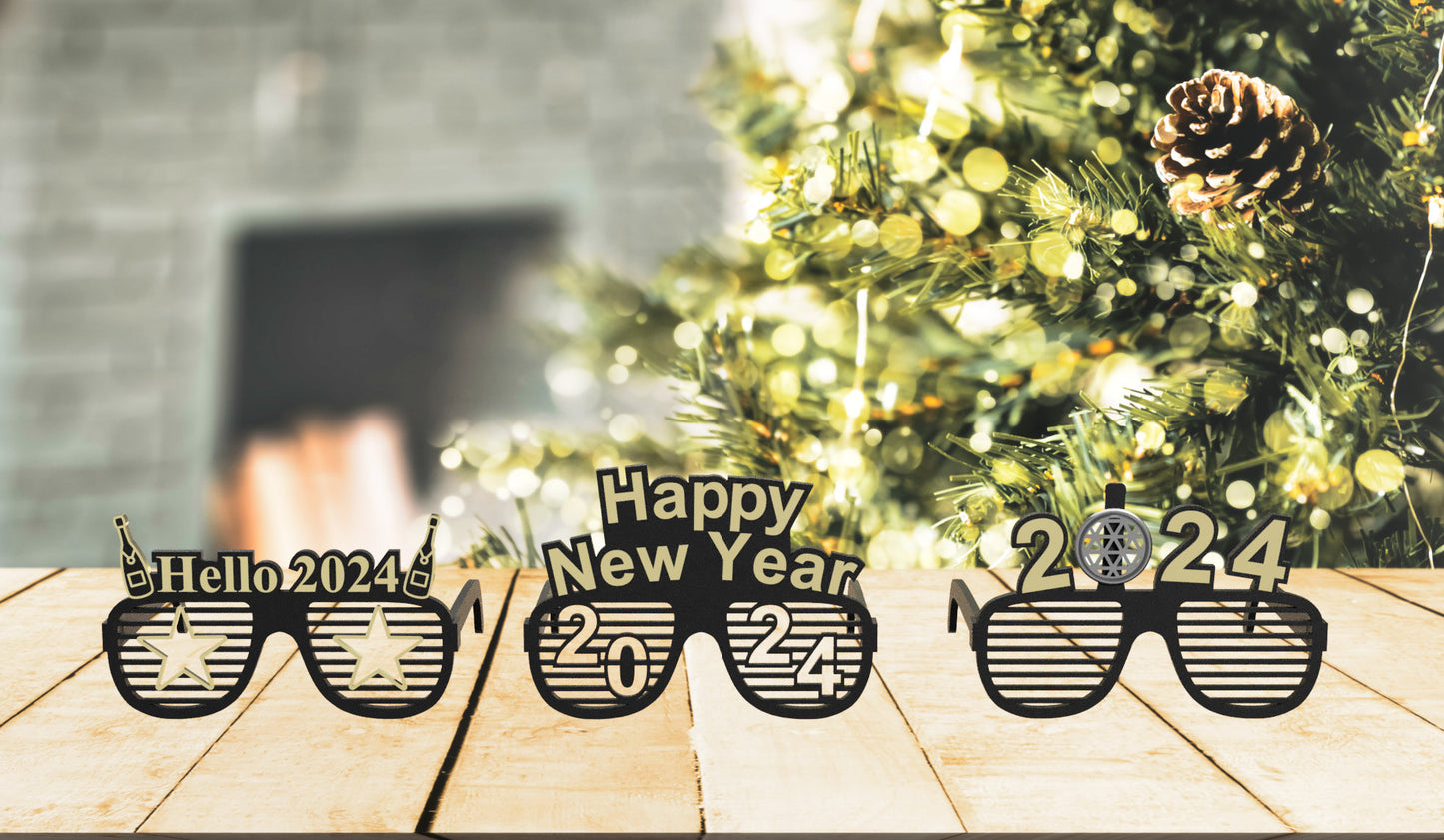 2024 Plastic Glasses Happy New Year's Eve Glasses Party Photo Prop Supplies TikTok & Instagram Viral